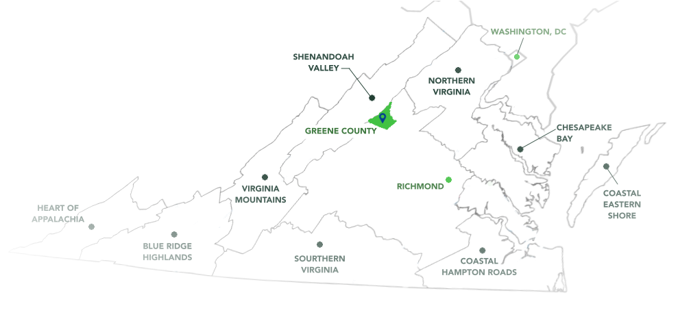 Greene County on Virginia map